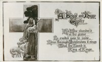 Ретро открытки - Радостная Пасха Иисуса с овцами