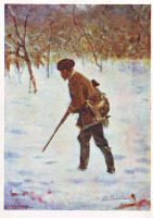 Ретро открытки - Охотник зимой.