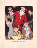 Ретро открытки - И снова Санта дарит игрушки детям
