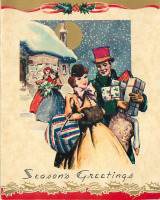 Ретро открытки - С подарками в рождественский вечер