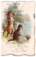 Ретро открытки - На рыбалке