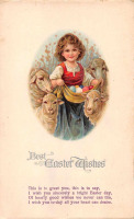 Ретро открытки - Пасхальные поздравления, Девочка с овцами