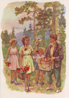 Ретро открытки - За грибами