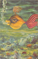 Ретро открытки - С Новым Годом, Фантастические рыбы