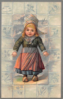 Ретро открытки - Голландская девочка в деревянных сабо