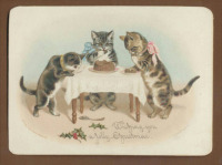 Ретро открытки - С Рождеством, Котята и Рождественский пудинг