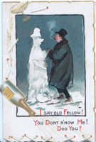 Ретро открытки - С Рождеством, Разговор со снеговиком