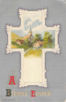 Ретро открытки - Благословенной Пасхи. Деревенская церковь