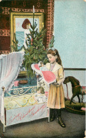 Ретро открытки - Рождество и Новый Год. Девочка с куклами