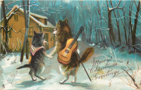 Ретро открытки - Рождество и Новый Год. Гуляния под луной