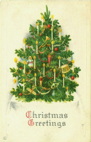 Ретро открытки - Рождественская ёлка с игрушками