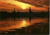 Рига - Панорама Старого города ранним утром