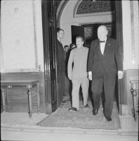 Тегеран - Winston Churchill leads Marshal Stalin into the reception room at the British Legation in Tehran on the occasion of Churchill's 69th birthday, 30 November 1943. Иран