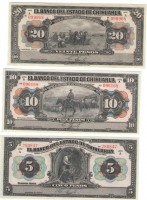 Старинные деньги (бумажные, монеты) - 5-10-20 песо