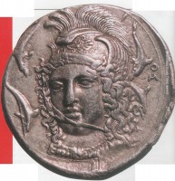 Старинные деньги (бумажные, монеты) - Серебряная тетрадрахма с дельфинами.