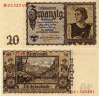 Старинные деньги (бумажные, монеты) - 20 рейхсмарок