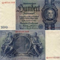 Старинные деньги (бумажные, монеты) - 100 рейхсмарок 1935 год