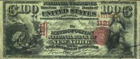 Старинные деньги (бумажные, монеты) - 100 долларов.