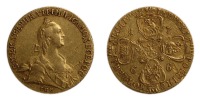 Старинные деньги (бумажные, монеты) - 10 рублей 1766 г.