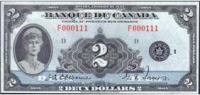 Старинные деньги (бумажные, монеты) - Редкая банкнота - Канада, год выпуска(эмиссии) боны - 1935