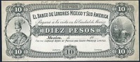 Старинные деньги (бумажные, монеты) - Бона - Мексика 1878 год, 10 песо с портретом Монтесумы