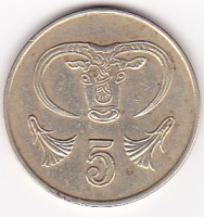 Старинные деньги (бумажные, монеты) - 5 центов 1991г.Кипр.