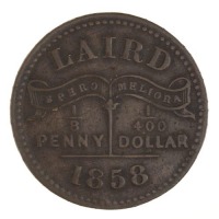 Старинные деньги (бумажные, монеты) - Токен (монетовидный жетон) -1/8 пенни или 1/400 доллара