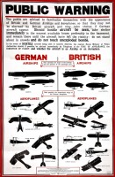 Авиация - Силуэты летательных аппаратов времён Первой Мировой войны.Плакат изданный в Великобритании.