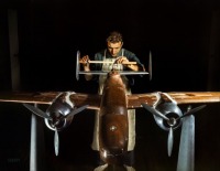 Авиация - Модель бомбардировщика В-25 готовится к продувке в аэродинамической трубе