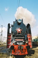 Железная дорога (поезда, паровозы, локомотивы, вагоны) - Пассажирский паровоз П36-0032 вблизи Санкт-Петербурга.