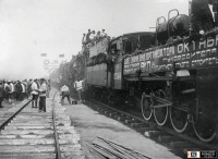 Железная дорога (поезда, паровозы, локомотивы, вагоны) - Паровоз Ов-5994 с первым поездом на ст.Магнитогорская(Магнитная).