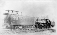 Железная дорога (поезда, паровозы, локомотивы, вагоны) - Паровоз типа 2-2-0 и вагон Адирондак & СВ.Лаврентия ж.д.,США