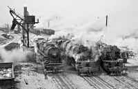 Железная дорога (поезда, паровозы, локомотивы, вагоны) - Паровозы на экипировке,Проктор,штат Миннесота,США