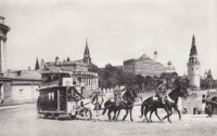 Железная дорога (поезда, паровозы, локомотивы, вагоны) - Конка с империалом и двумя парами пристяжных лошадей