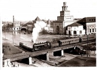 Железная дорога (поезда, паровозы, локомотивы, вагоны) - Паровоз серии М с пассажирским поездом на Каланчевской площади
