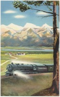 Железная дорога (поезда, паровозы, локомотивы, вагоны) - Поезд Нортен Пацифик в горах штата Монтана