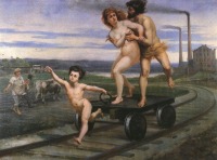 Железная дорога (поезда, паровозы, локомотивы, вагоны) - Аллегорическая картина польского художника  Яна Матейко (1838-1893)