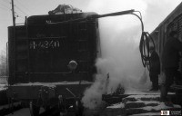 Железная дорога (поезда, паровозы, локомотивы, вагоны) - Паровоз Л-4340 на промывке вагонов