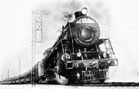 Железная дорога (поезда, паровозы, локомотивы, вагоны) - Паровоз серии ИС с поездом