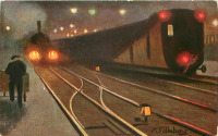 Железная дорога (поезда, паровозы, локомотивы, вагоны) - Два ночных поезда на вокзале в Дюссельдорфе