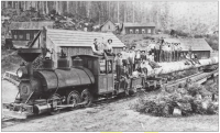 Железная дорога (поезда, паровозы, локомотивы, вагоны) - Танк-паровоз с поездом на узкоколейной ж.д.
