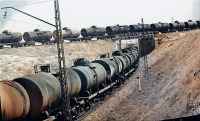 Железная дорога (поезда, паровозы, локомотивы, вагоны) - Нефтеналивные поезда у станции Баладжары