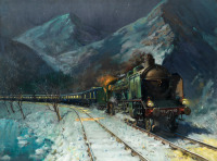 Железная дорога (поезда, паровозы, локомотивы, вагоны) - Теренс Кунео. Симплон. Восточный Экспресс на линии Дижон-Валлорб в 1930 г.