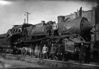 Железная дорога (поезда, паровозы, локомотивы, вагоны) - Паровоз серии С после крушения