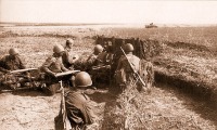 Войны (боевые действия) - Орудие ЗИС-3 на открытой огневой позиции, июль, 1943 г.