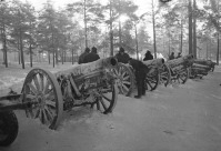 Войны (боевые действия) - Красноармейцы у трофейного орудия, оставленного после боев с финнами