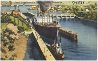 Корабли - Корабли в шлюзе канала, Сиэтл,  Вашингтон, 1930-1945