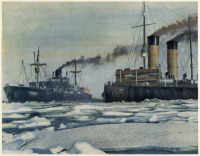 Корабли - Ледокол Красин подошёл к Челюскину для перегрузки угля