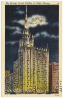 Чикаго - Чикаго Темпл Билдинг ночью, 1930-1945