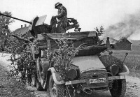Военная техника - 20-мм автоматическая зенитная пушка на шасси автомобиля Krupp Protze. Восточный фронт, 1941 года